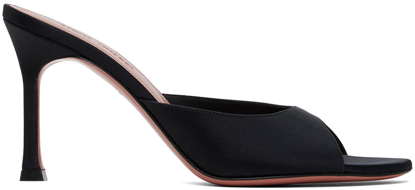 Asusteet Amina Muaddi Amina Muaddi Alexa Slipper 90 Heeled Sandals Musta | ALEXA SLIPPER SR SATIN