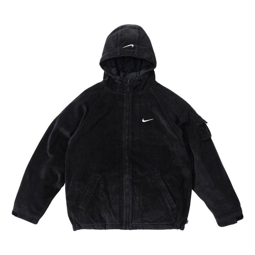 Puffer takki Supreme Arc Corduroy Hooded Jacket Musta | SUP-SS22-823