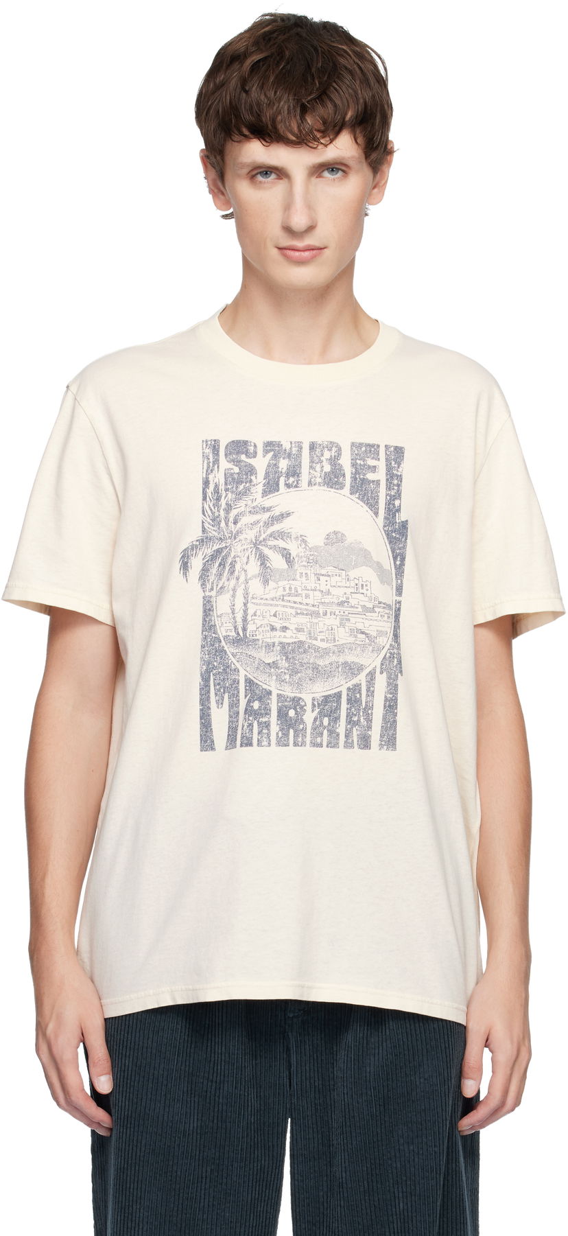 T-paita ISABEL MARANT Isabel Marant Honore Graphic Print T-Shirt Beige | 25ATS0052HB-C3N09H