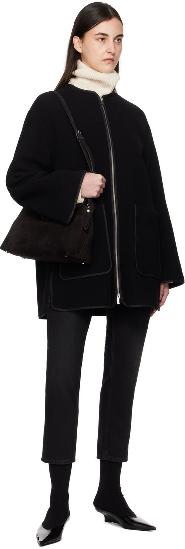 Takit TOTEME TOTEME Felted Wool Zip-Up Jacket Musta | 251-WRO4262-FB0039, 3