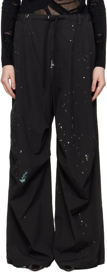Cargo housut Maison Margiela MM6 Maison Margiela Light Cotton Poplin Wide Leg Trousers with Paint Splatter Musta | S62KB0240 M35458, 0