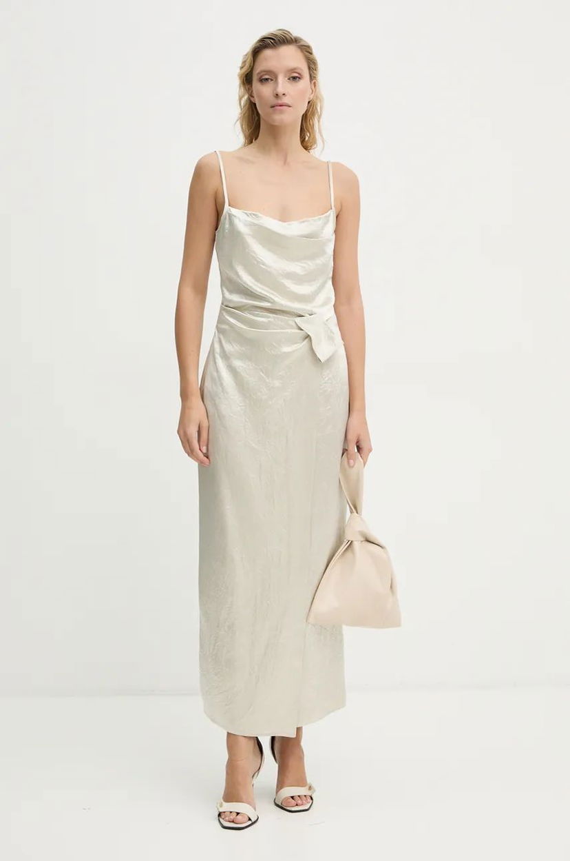 Mekko Nanushka Cowl Neck Satin Maxi Dress Valkoinen | NW24PFBS13171