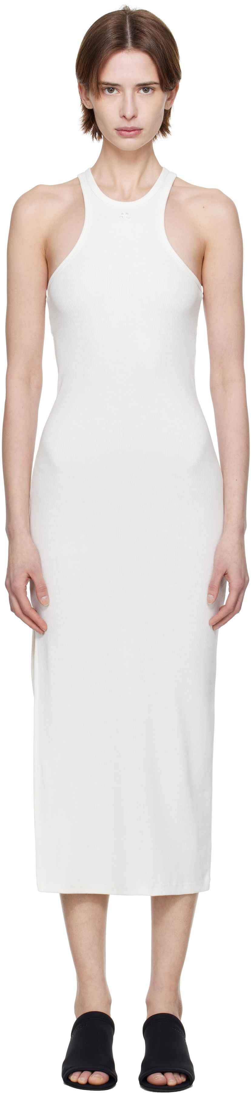 Mekko Courrèges Courrèges Scuba Rib Midi Dress Valkoinen | 125JRO586JS0194