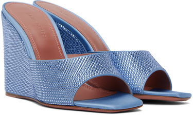 Asusteet Amina Muaddi Amina Muaddi Lupita Crystal Wedge Sandals Sininen | LUPITA CRYSTAL WEDGE SATIN, 3