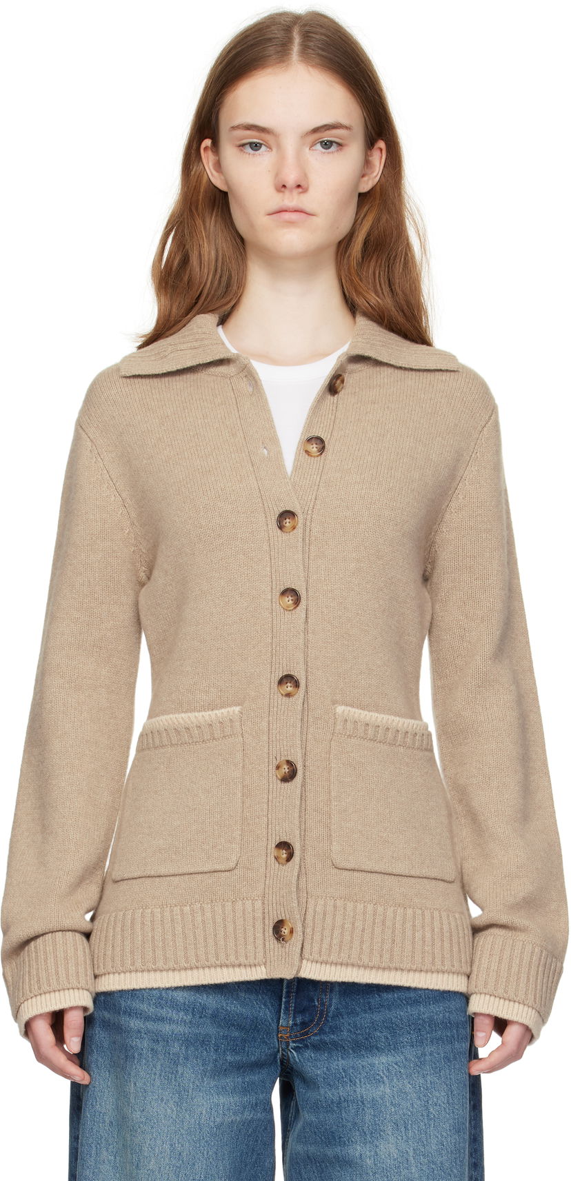 Villapaita rag & bone rag & bone Danica Knit Cardigan Beige | WAS24H049CS49