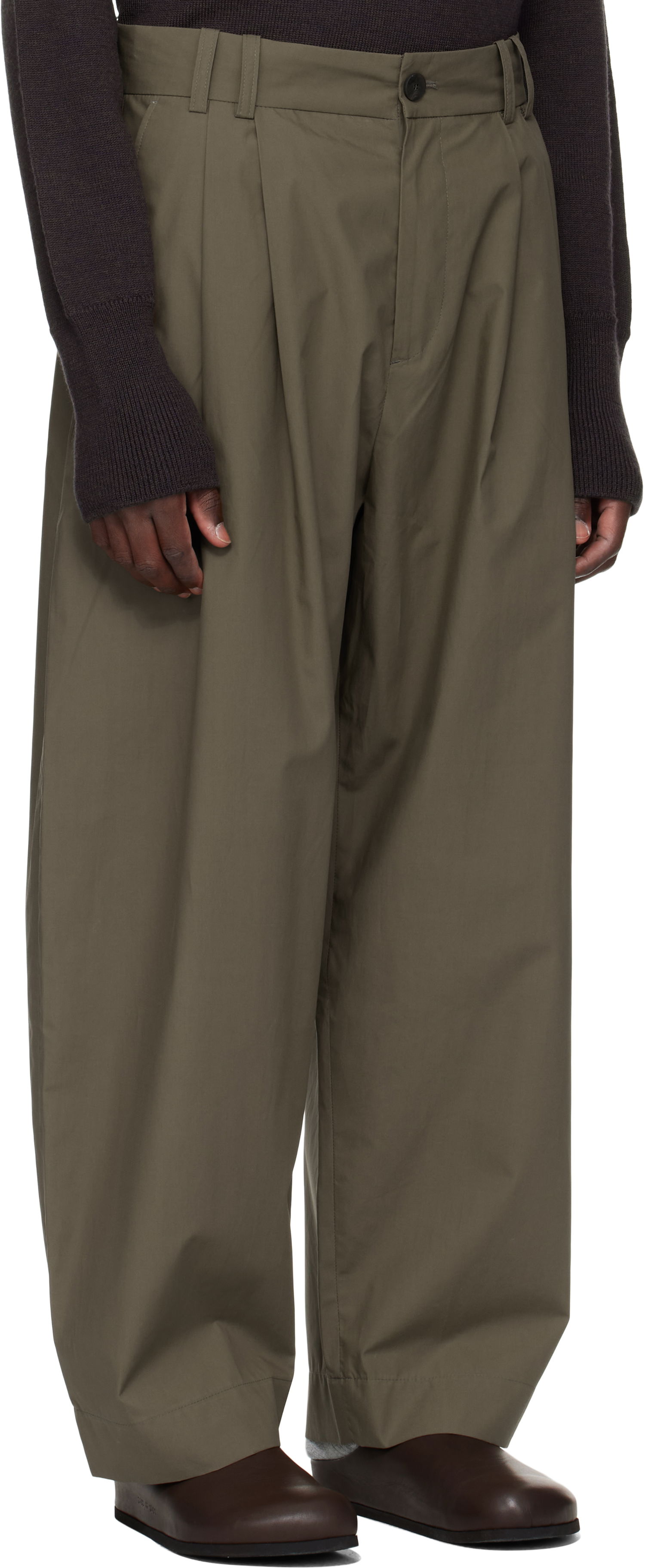 Housut Studio Nicholson Studio Nicholson Yale Pleated Trousers Vihreä | YALE SNM - 788, 1