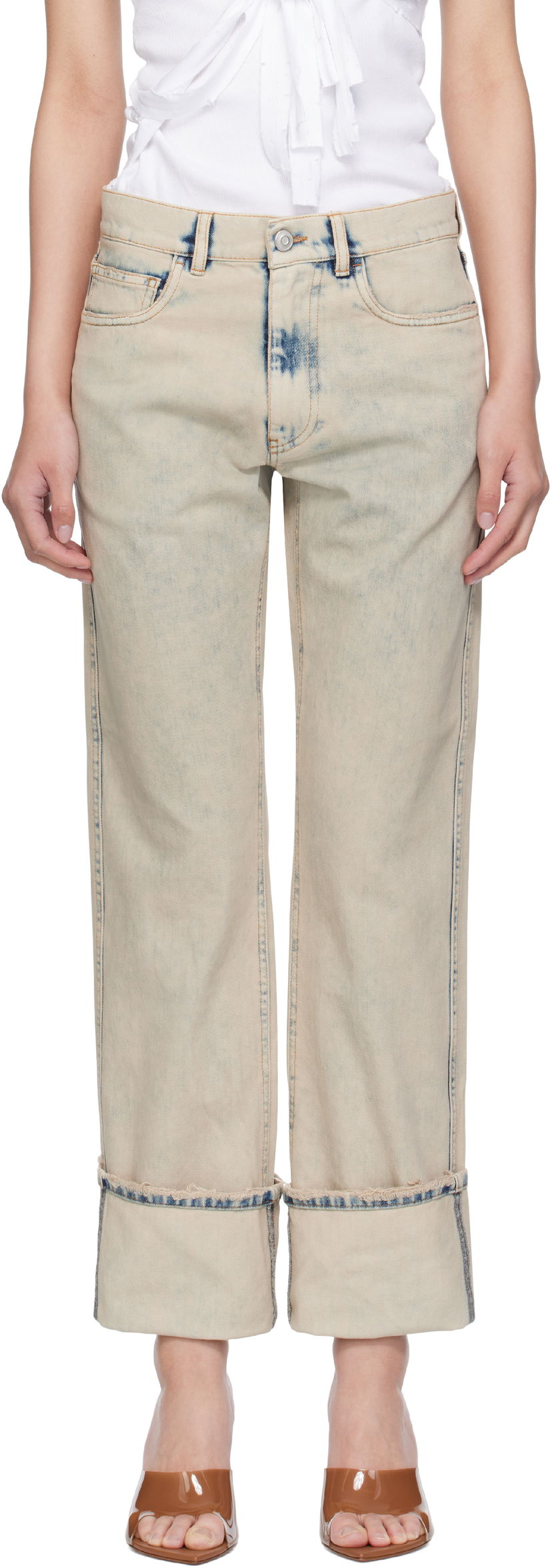 Jeans Coperni Coperni Boyfriend Jeans Beige | COPP122F2035