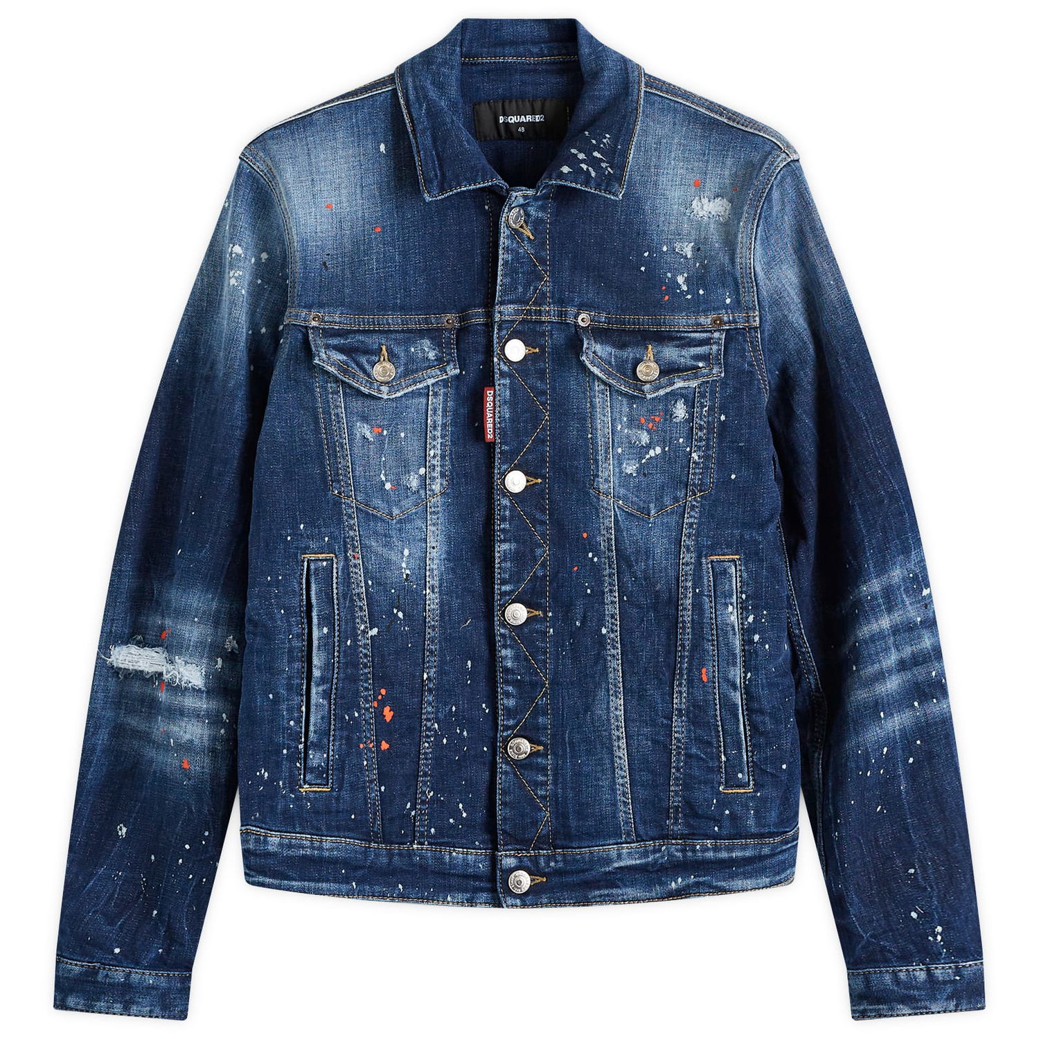 Takki DSQUARED2 Dsquared2 Dan Paint Splatter Denim Jacket Sininen | S74AM1563-S30664-470, 0