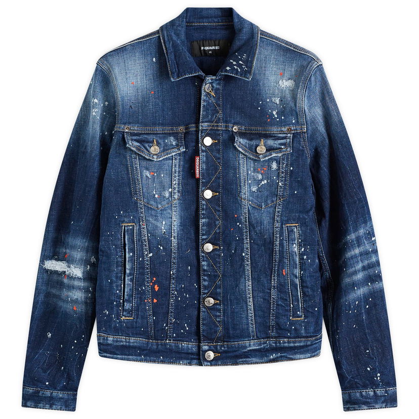 Takki DSQUARED2 Dsquared2 Dan Paint Splatter Denim Jacket Sininen | S74AM1563-S30664-470