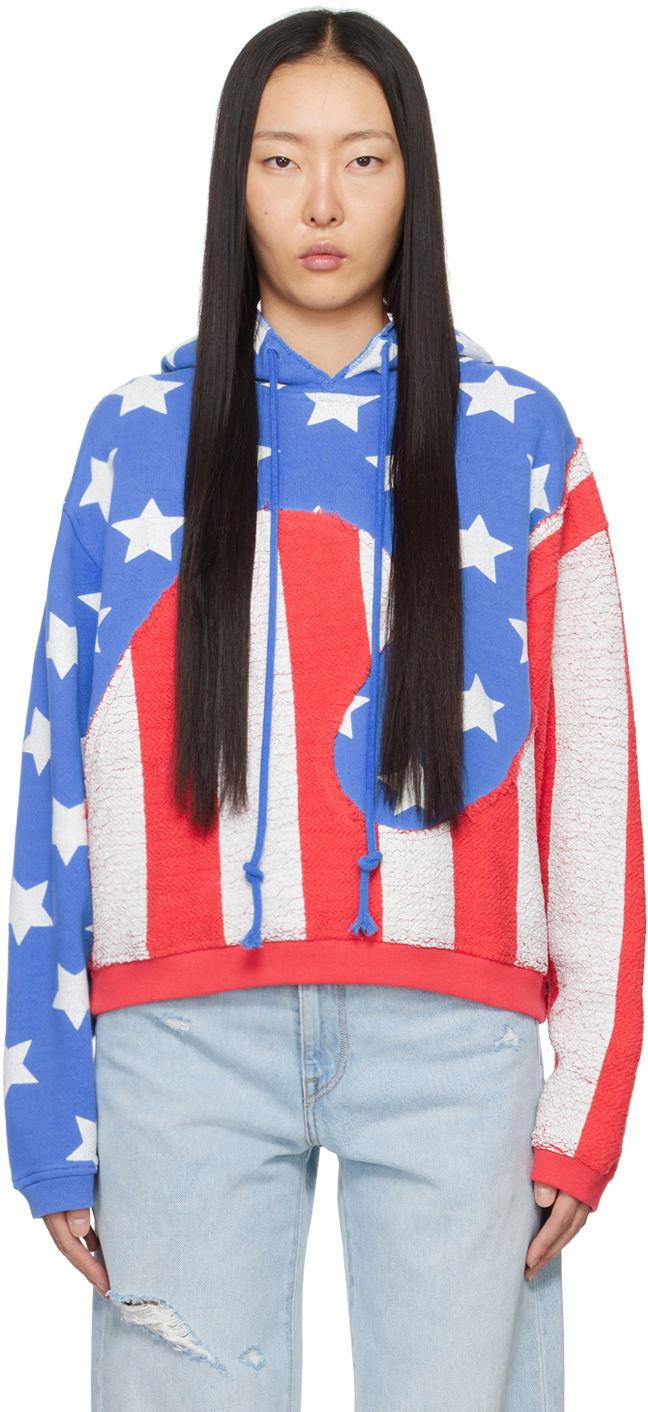 Huppari ERL Stars & Stripes Swirl Print Fleece Hoodie Punainen | ERL07T022