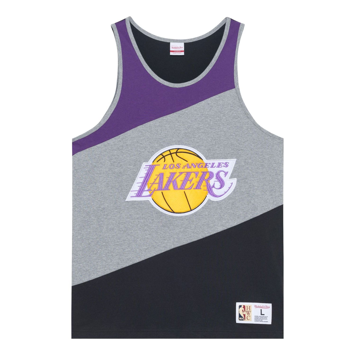 Tankkitoppi Mitchell & Ness NBA HWC Lakers Colorblocked Cotton Tank Top Harmaa | TTNK5120-LALYYPPPGHBK, 0