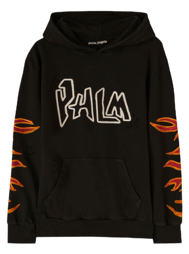 Huppari Palm Angels Graffiti Flames Hoodie Musta | PMBB117F22FLE0021001
