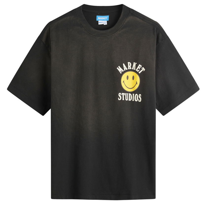 T-paita MARKET Smiley Lockup T-Shirt, Size Large Musta | 399002169-BLK
