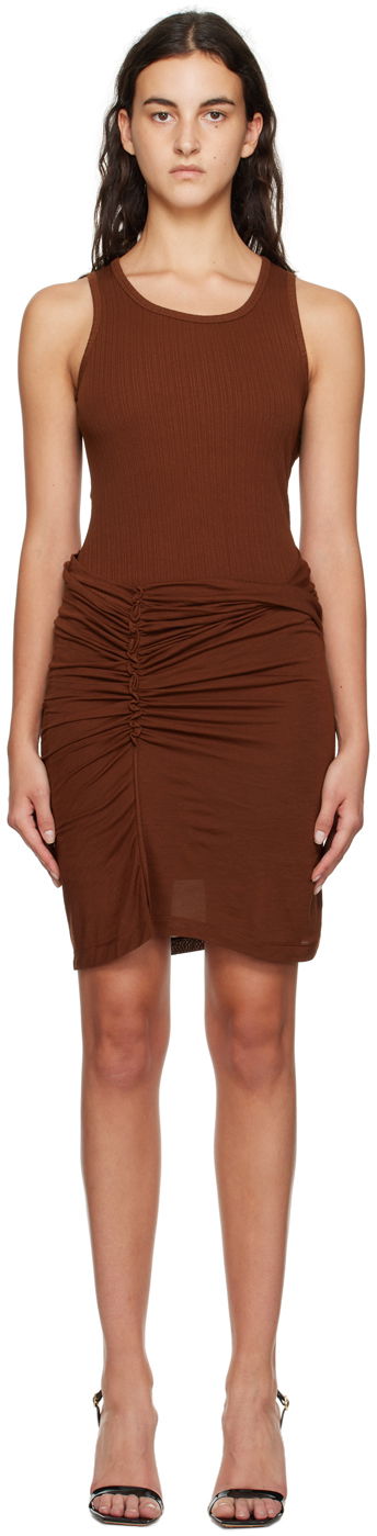 Mekko Helmut Lang Helmut Lang Ruched Mini Dress Ruskea | N06HW605