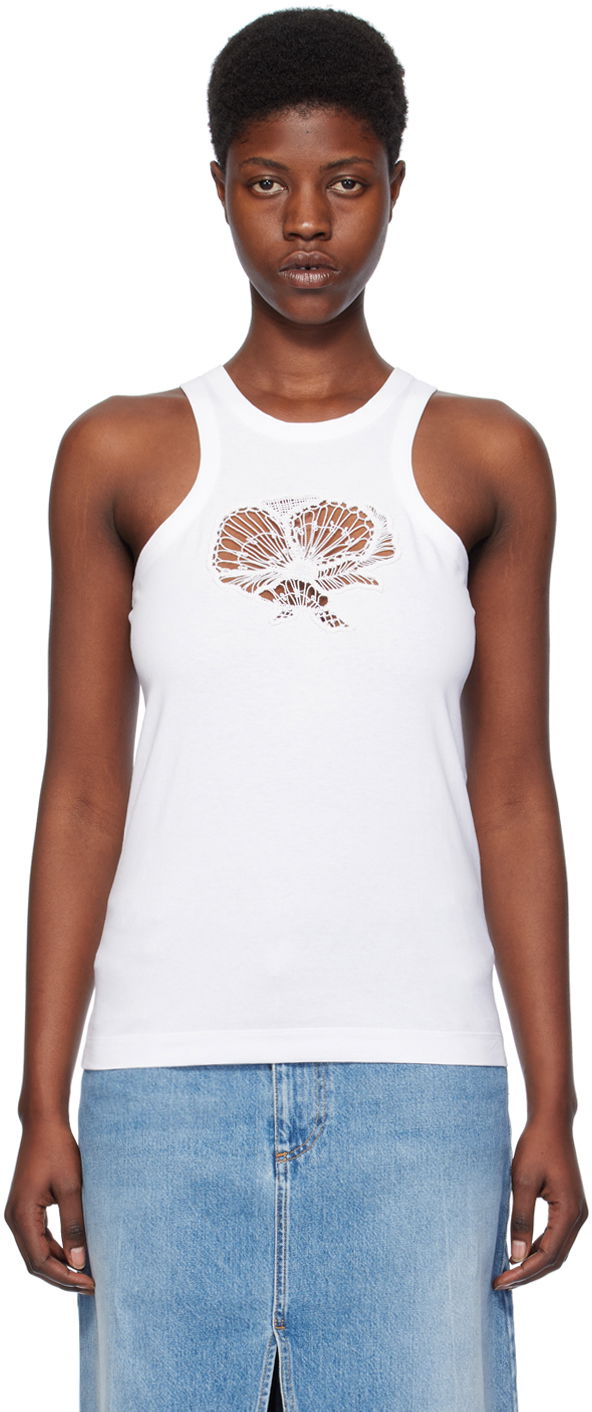 Tankkitoppi Stella McCartney Stella McCartney Crochet Cutout Tank Top Valkoinen | 6J02783SPY59
