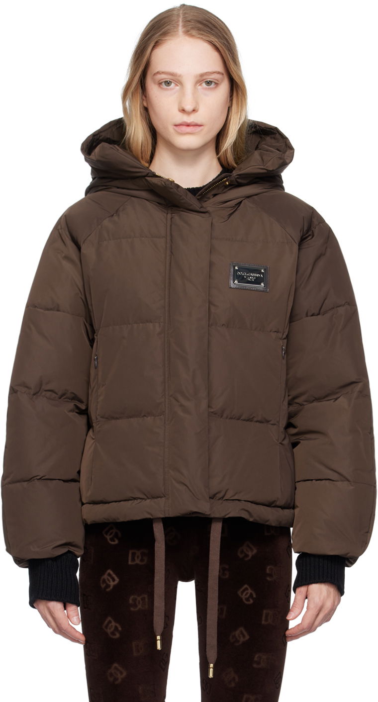 Takki Dolce & Gabbana Brown Hooded Insulated Jacket Ruskea | F9R19T GDBWM