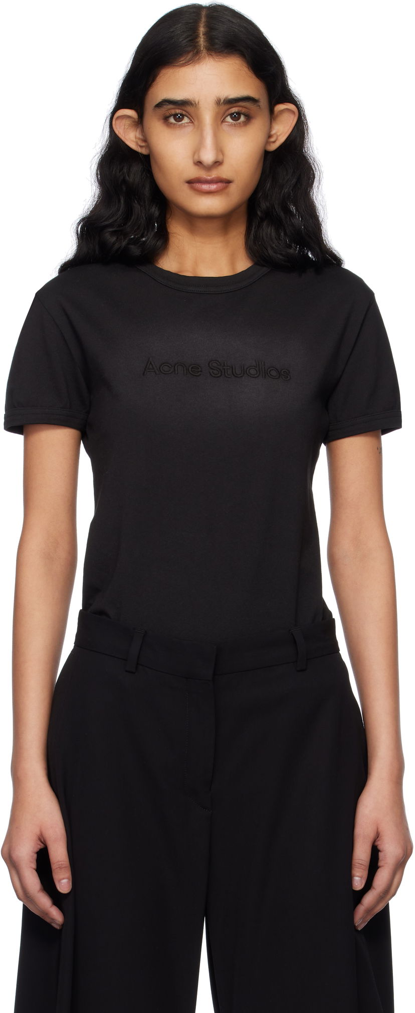 T-paita Acne Studios Acne Studios Fitted T-Shirt With Logo Musta | AL0457-