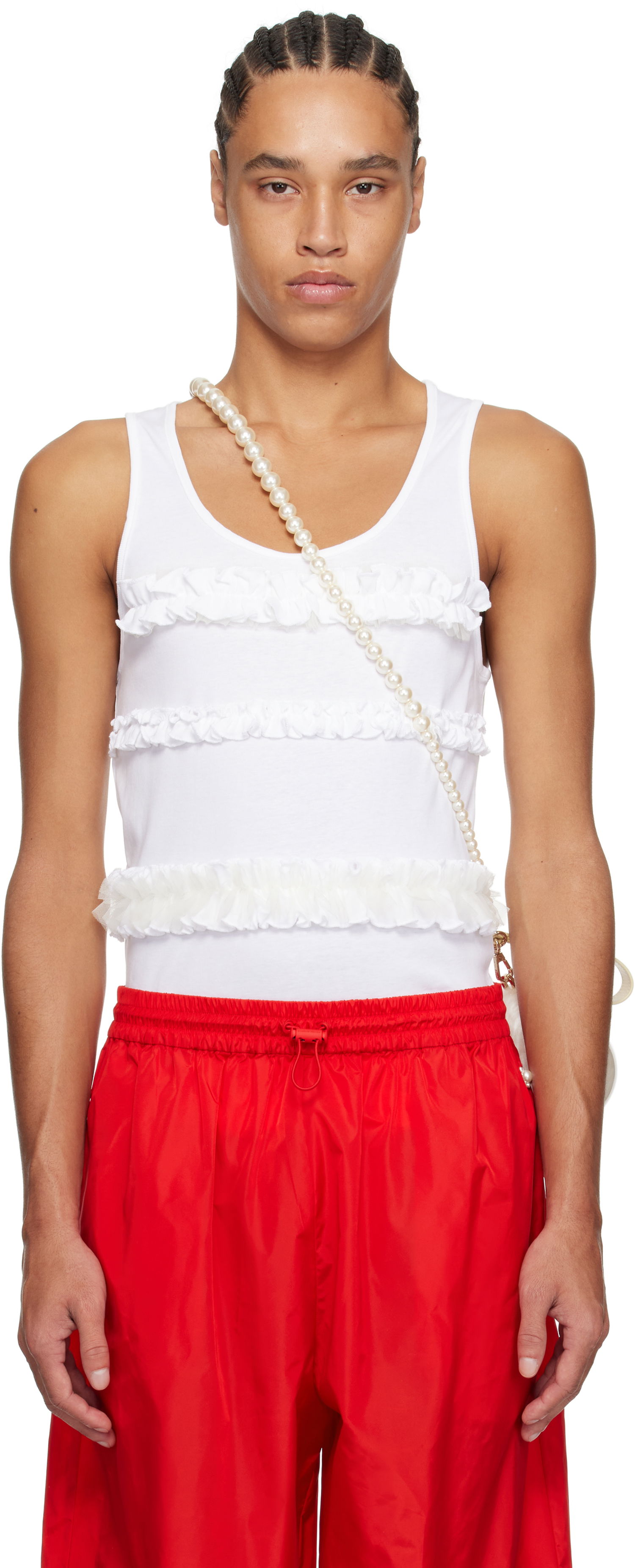 Tankkitoppi Simone Rocha Simone Rocha Ruffle Frill Tank Top Valkoinen | 5324F 0553, 0