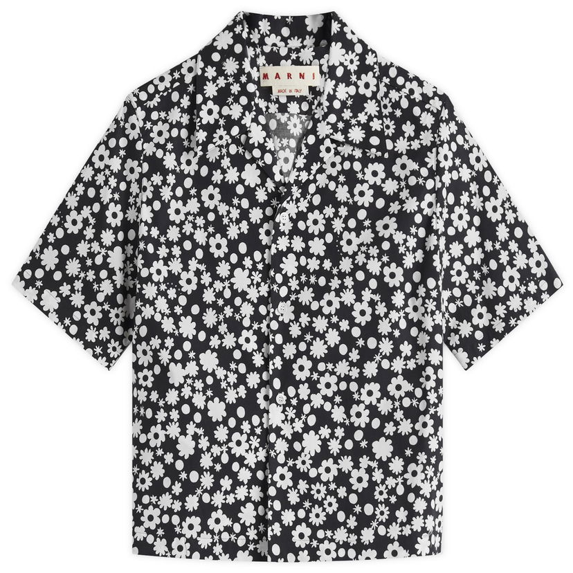 Paita Marni Marni Floral Cropped Shirt, Size Large Musta | CAMA0615S0