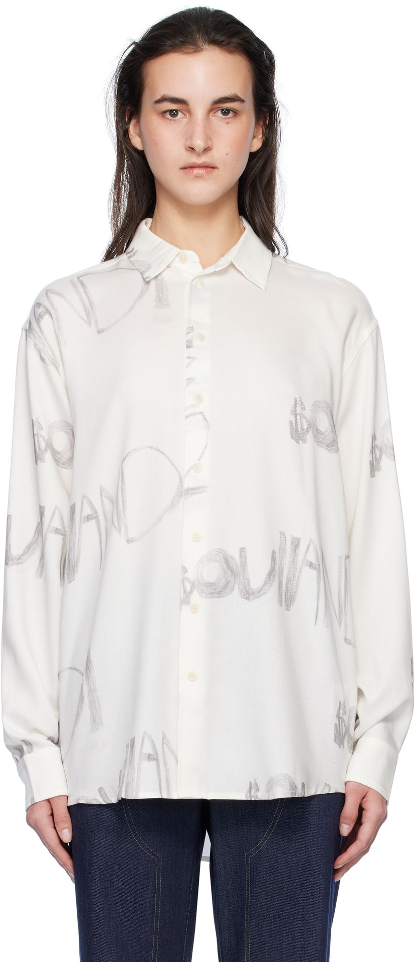Paita Soulland Damon Print Shirt Valkoinen | 42027-1314