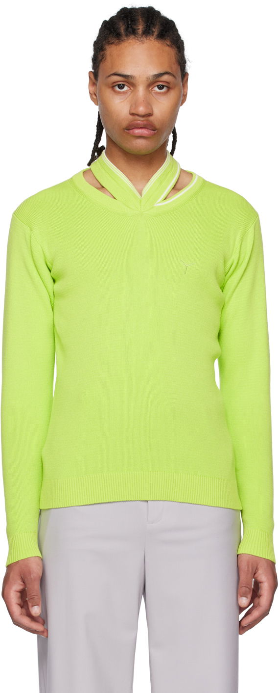Villapaita Y/PROJECT Cutout Crewneck Sweater Vihreä | MPULL79-S24