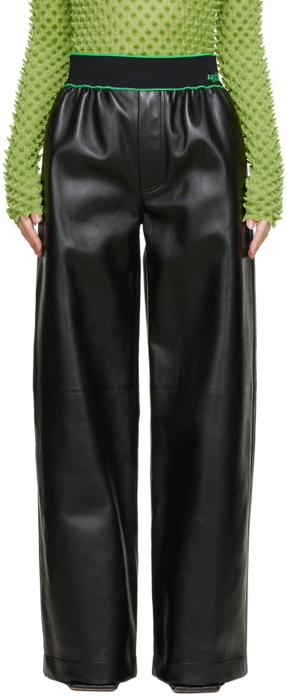 Housut Bottega Veneta Leather Trousers Musta | 702115 V24G0