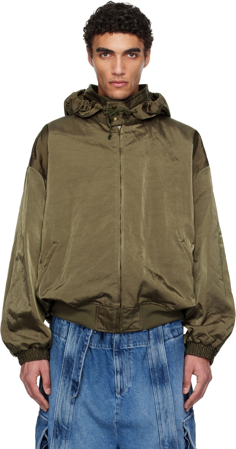 Bomber-takki HED MAYNER Hed Mayner Stowaway Hood Bomber Jacket Vihreä | HMMA10032A-HA157