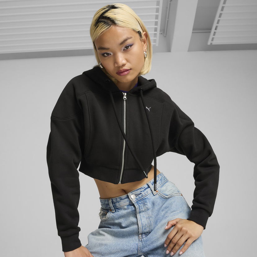 Huppari Puma The Fast Race Cropped Hoodie Musta | 626650_01