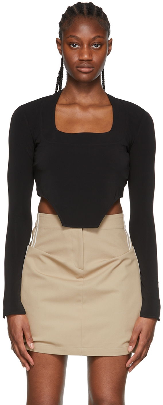 Crop top Ambush Acetate Long Sleeve Crop Top Musta | BWAD027S22JER0011000