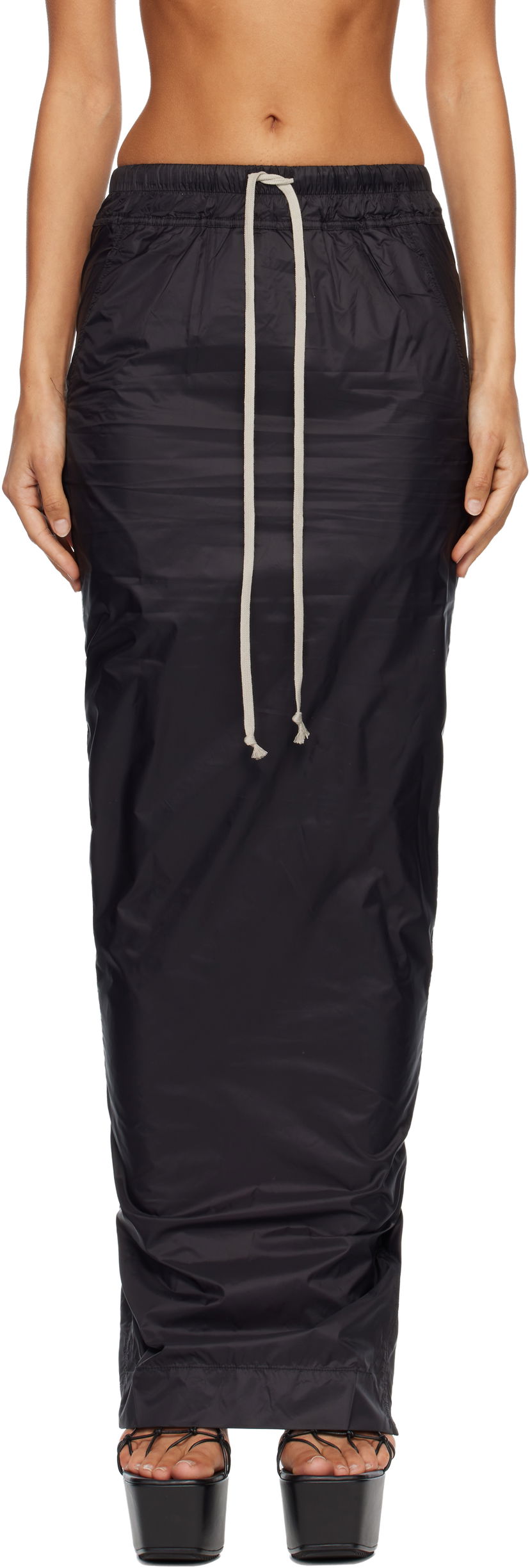 Hame Rick Owens DRKSHDW Concordians Pull On Pillar Maxi Skirt Musta | DS02E7332 NP