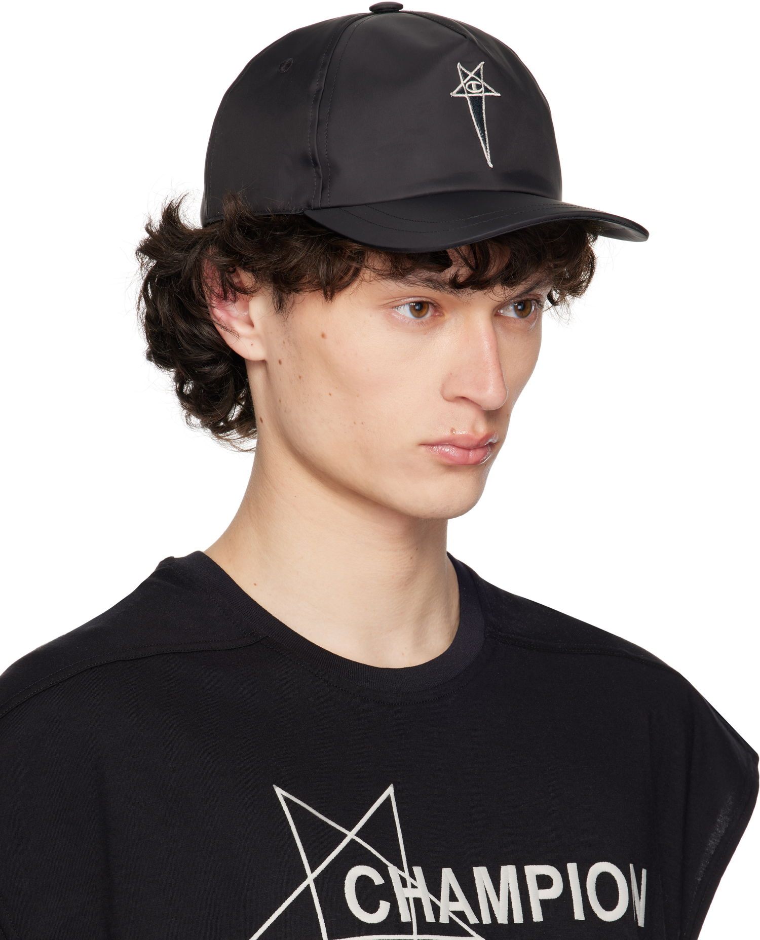 Korkki Rick Owens Rick Owens Champion Edition Baseball Cap Musta | CM01E6201 CHNY NYLON, 1