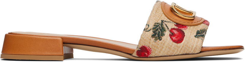 Kengänhoito Valentino Valentino Garavani VLogo Signature Cherryfic Slide Sandals Beige | 6W0S0LT0NNX