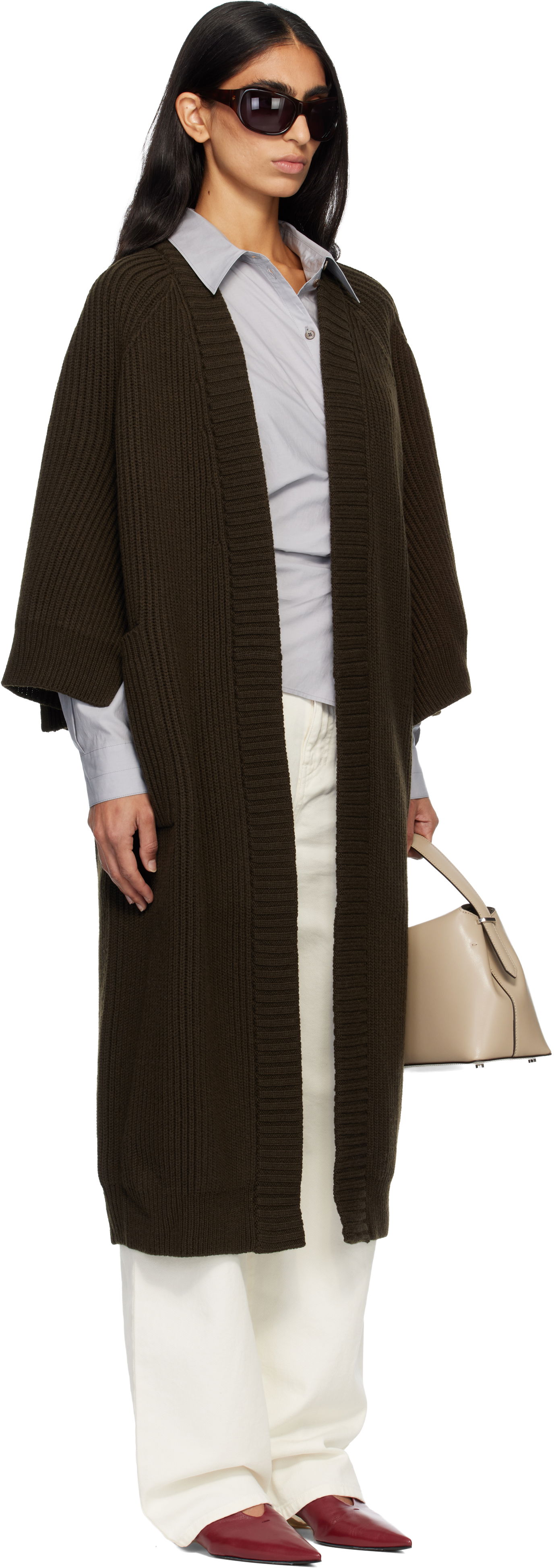 Villapaita Max Mara Atollo Rib Knit Long Cardigan Ruskea | 2521346113600, 1