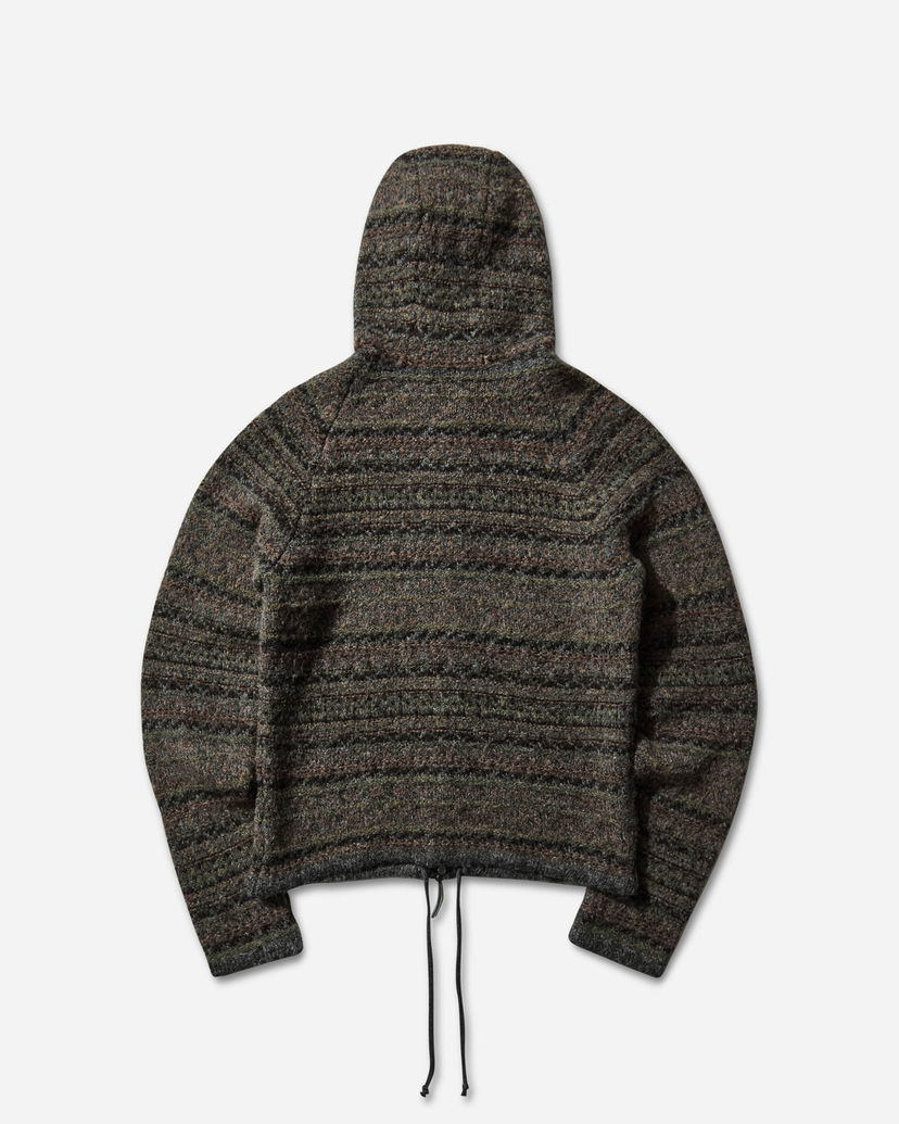 Huppari ROA Fair Isle Felted Knit Zip-Up Hoodie Vihreä | RBMW0520YA74 GRN0012