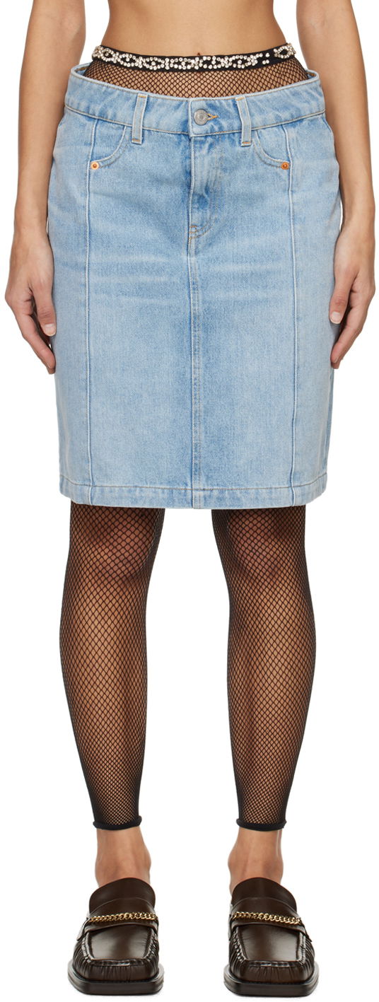Hame Martine Rose Narrow Front Denim Miniskirt Sininen | MRSS24-238