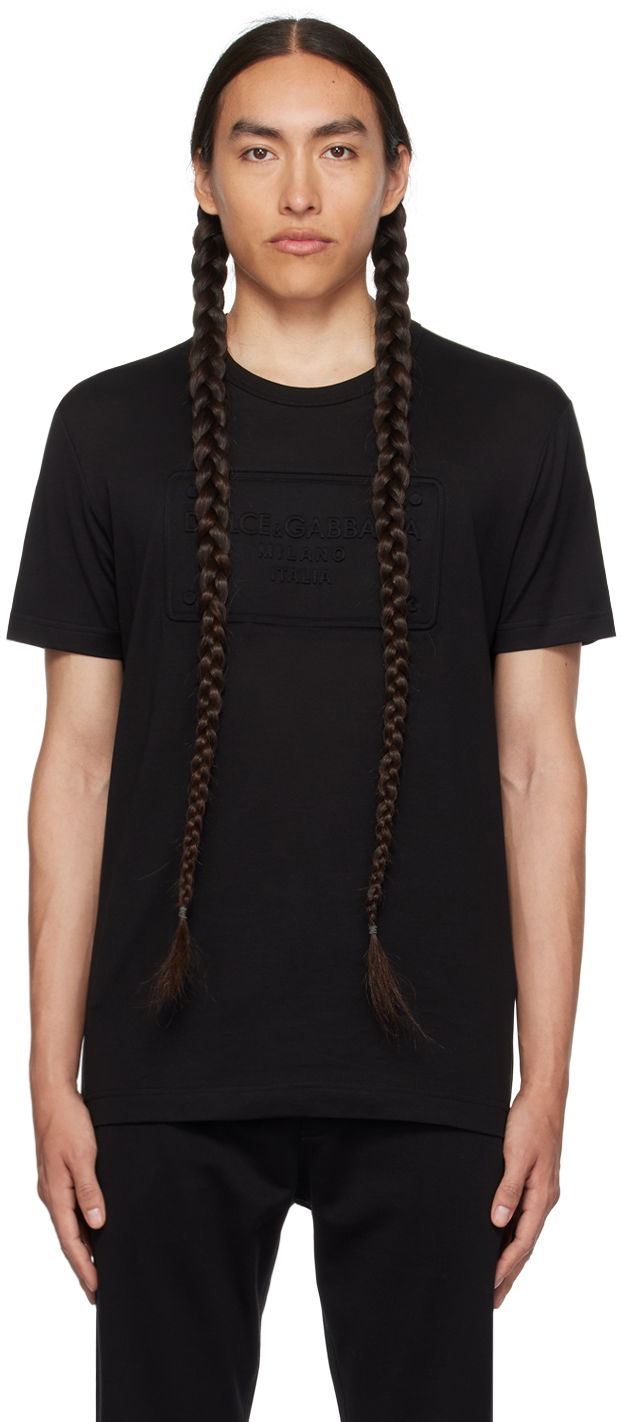 T-paita Dolce & Gabbana Black Embossed T-Shirt Musta | G8KBAZG7C7U