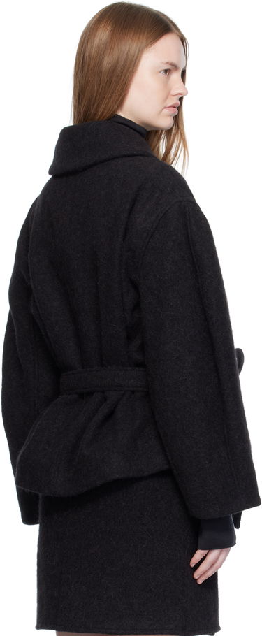 Takit LEMAIRE Short Asymmetrical Bathrobe Coat Musta | CO1149 LF504, 2