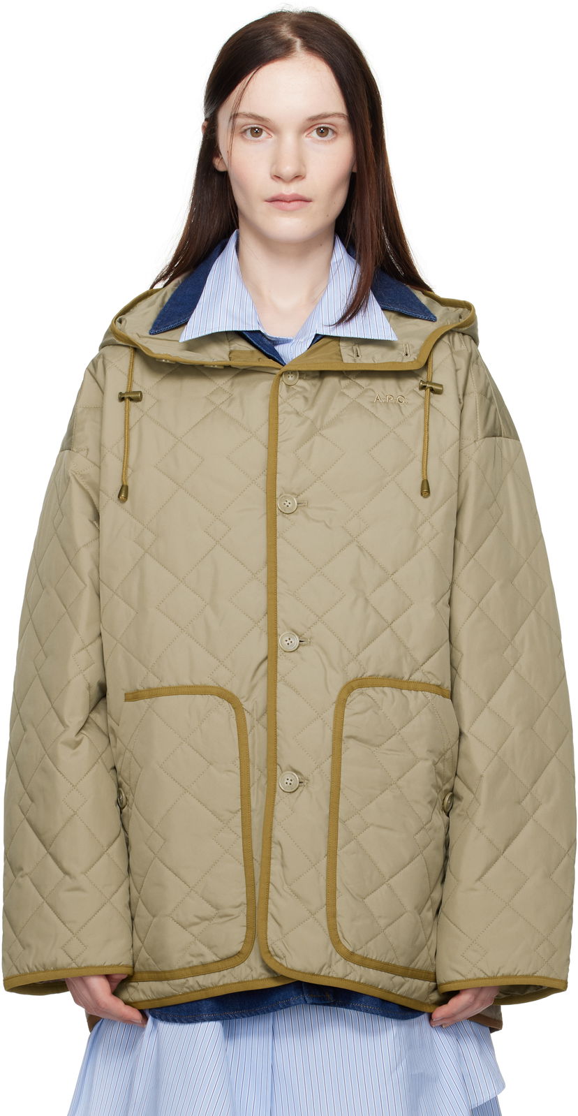 Puffer takki A.P.C. Hooded Quilted Jacket Vihreä | PSAKJ-M32005