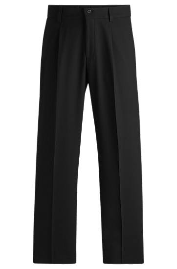 Housut BOSS Modern-Fit Stretch Twill Trousers with Front Crease Musta | 50538671