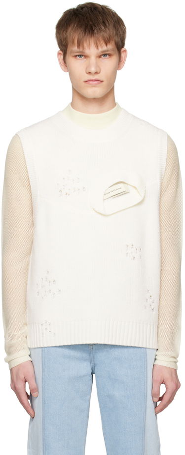 Villapaita Feng Chen Wang Feng Chen Wang Distressed Vest Valkoinen | FUS15KT06, 0
