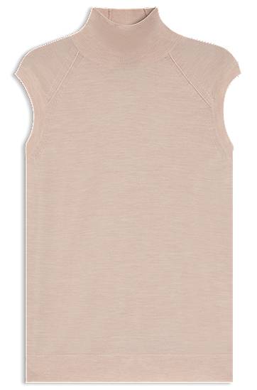 Tankkitoppi BOSS Merino Wool High-Neck Sleeveless Top Vaaleanpunainen | 50544998