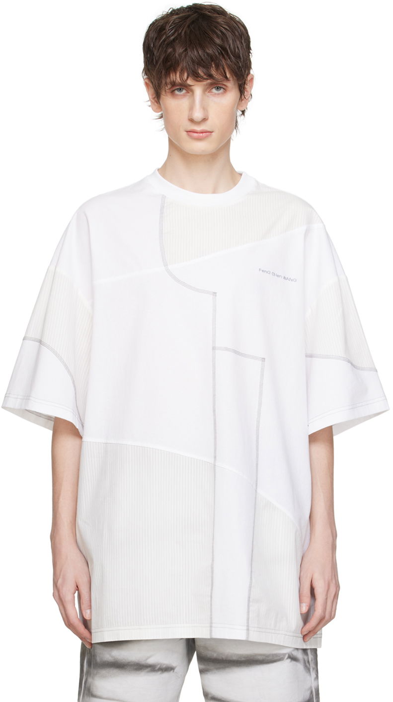 T-paita Feng Chen Wang Feng Chen Wang Paneled T-Shirt Valkoinen | FMS17TS05