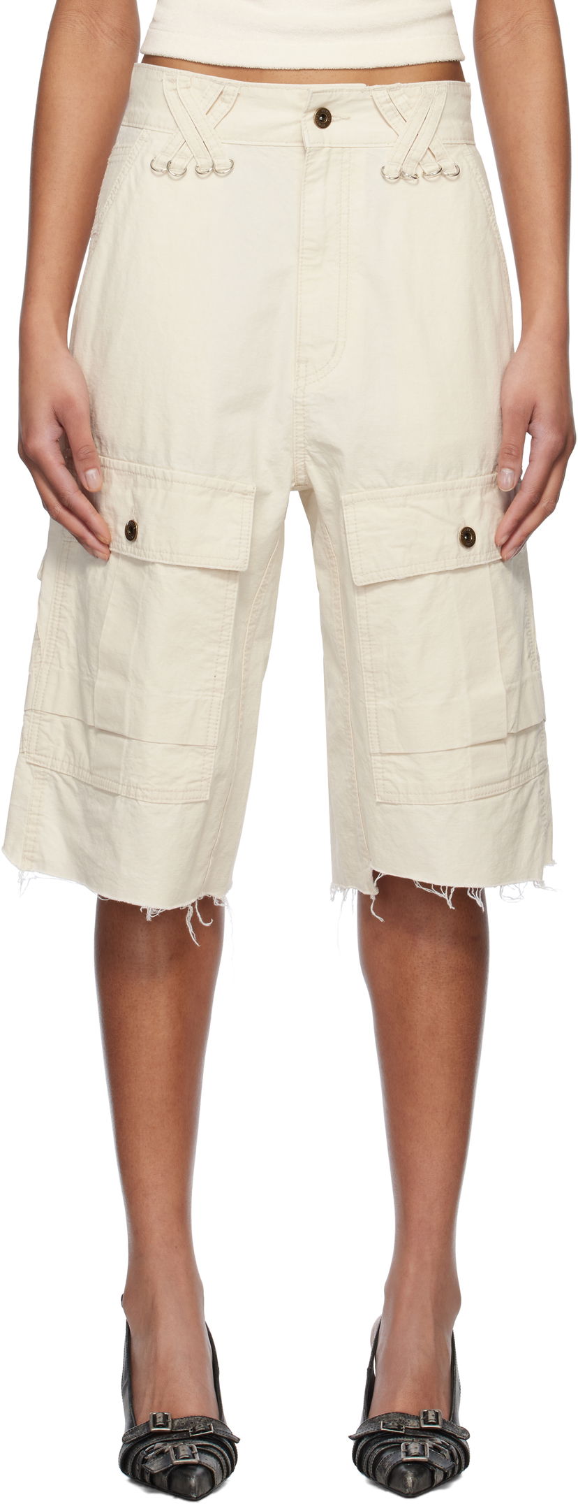 Shortsit We11done We11done Military Vintage Shorts Beige | WD-PT0-25-235-W-IV