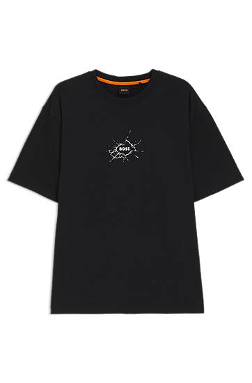 T-paita BOSS BOSS Relaxed-Fit Cotton T-Shirt with Logo Artwork Musta | 50546370, 0