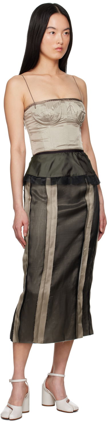 Hame Maison Margiela Maison Margiela Silk Midi Dress with Peplum Vihreä | S51DD0025 MTN057, 3