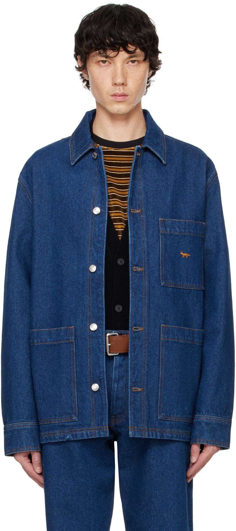 Takki MAISON KITSUNÉ Workwear Denim Jacket Sininen | MM00415WW5023