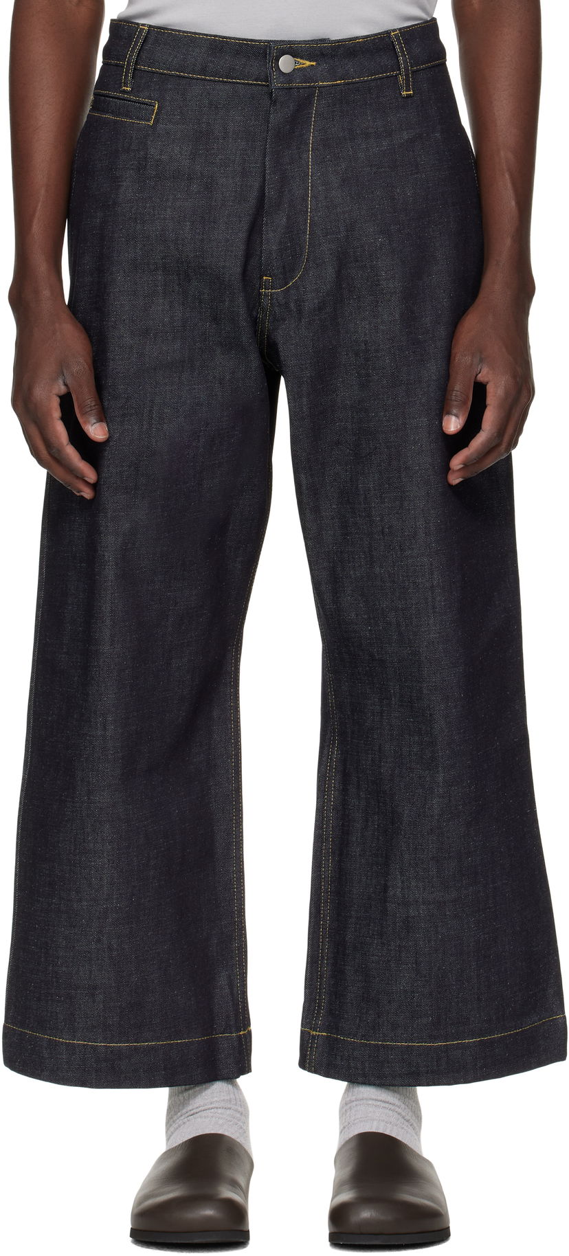Jeans Studio Nicholson Pyad Wide-Leg Contrast-Stitch Denim Jeans Sininen | PYAD SNM - 1246