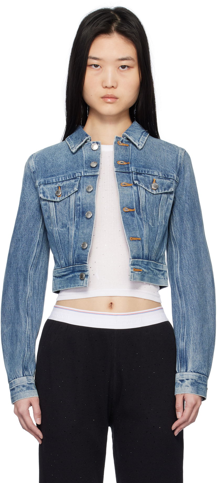 Takki Alexander Wang Alexander Wang Trucker Denim Jacket Sininen | 1WC1252598