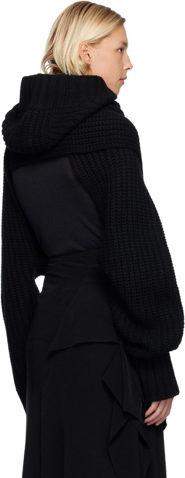 Villapaita sacai Oversized Wool Knit Crossover Turtleneck Musta | 25-08201, 2