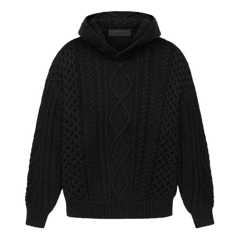 Villapaita Fear of God Cable Knit Hoodie Musta | 192SP234390F